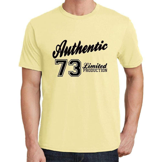 73 Authentic Yellow Mens Short Sleeve Round Neck T-Shirt - Yellow / S - Casual