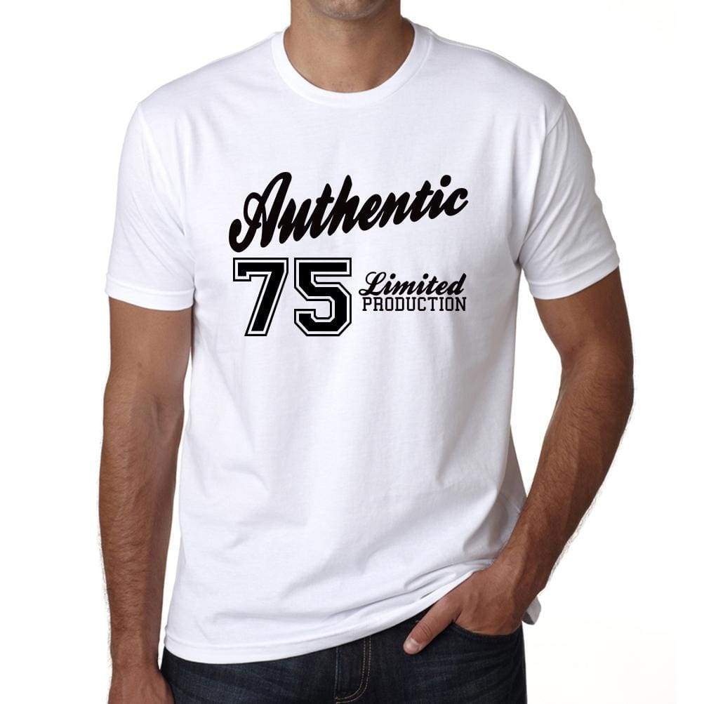 75 Authentic White Mens Short Sleeve Round Neck T-Shirt 00123 - White / L - Casual