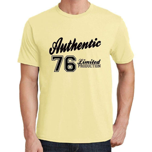 76 Authentic Yellow Mens Short Sleeve Round Neck T-Shirt - Yellow / S - Casual