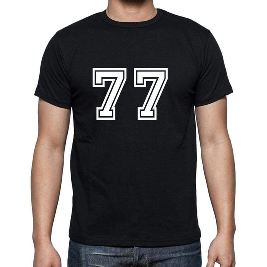 77 Numbers Black Mens Short Sleeve Round Neck T-Shirt 00116 - Casual