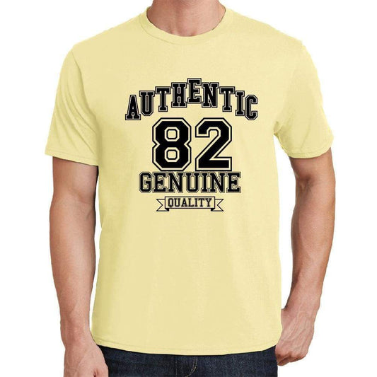 82 Authentic Genuine Yellow Mens Short Sleeve Round Neck T-Shirt 00119 - Yellow / S - Casual