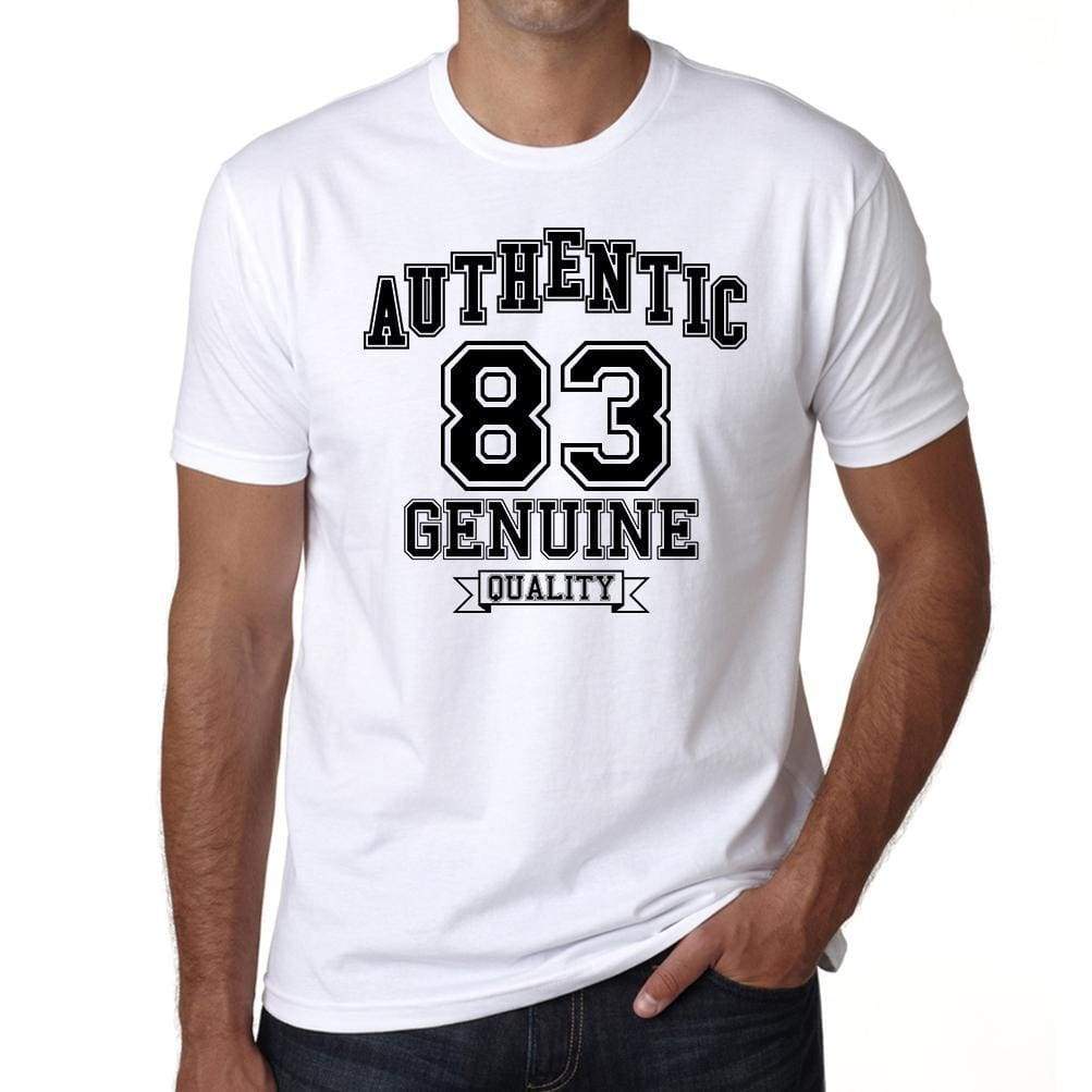 83 Authentic Genuine White Mens Short Sleeve Round Neck T-Shirt 00121 - White / S - Casual