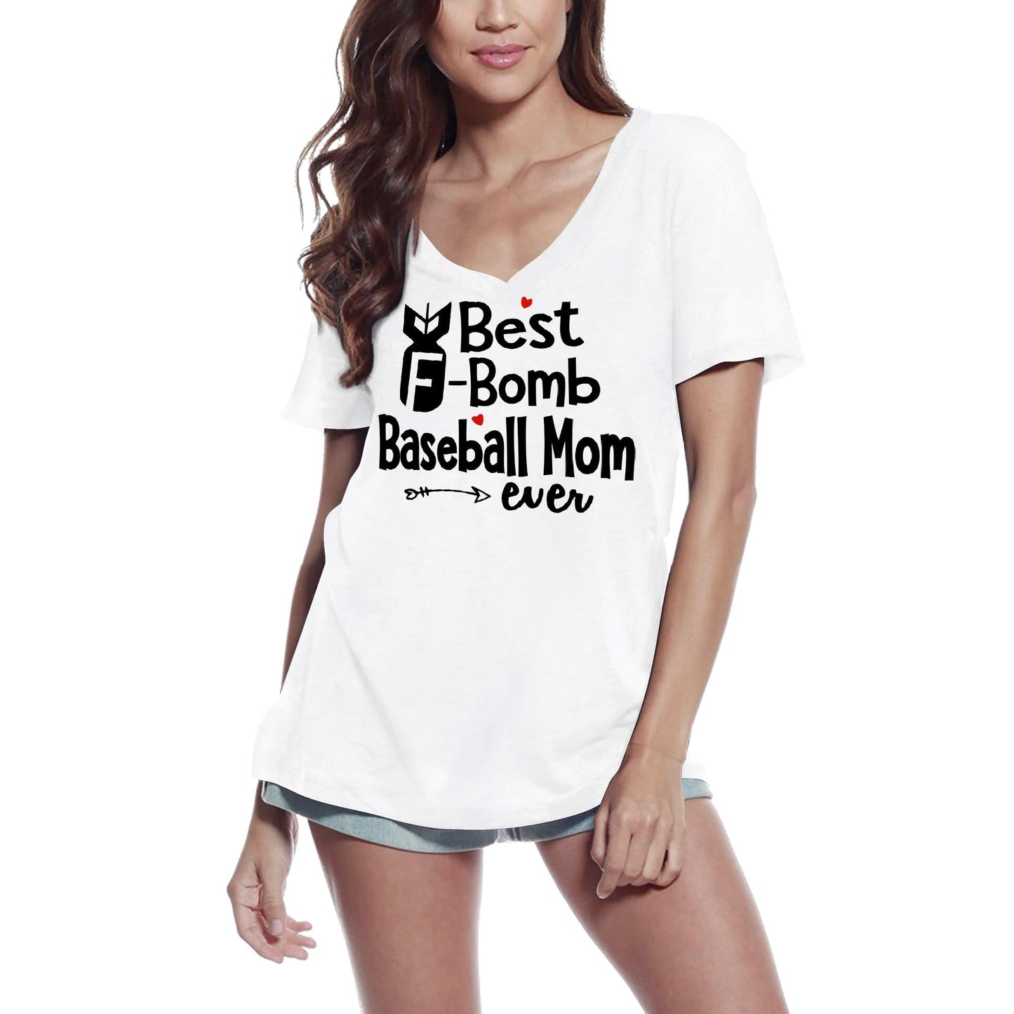 ULTRABASIC Women's T-Shirt Best F-Bomb Baseball Mom Ever - Funny Sport Tee Shirt