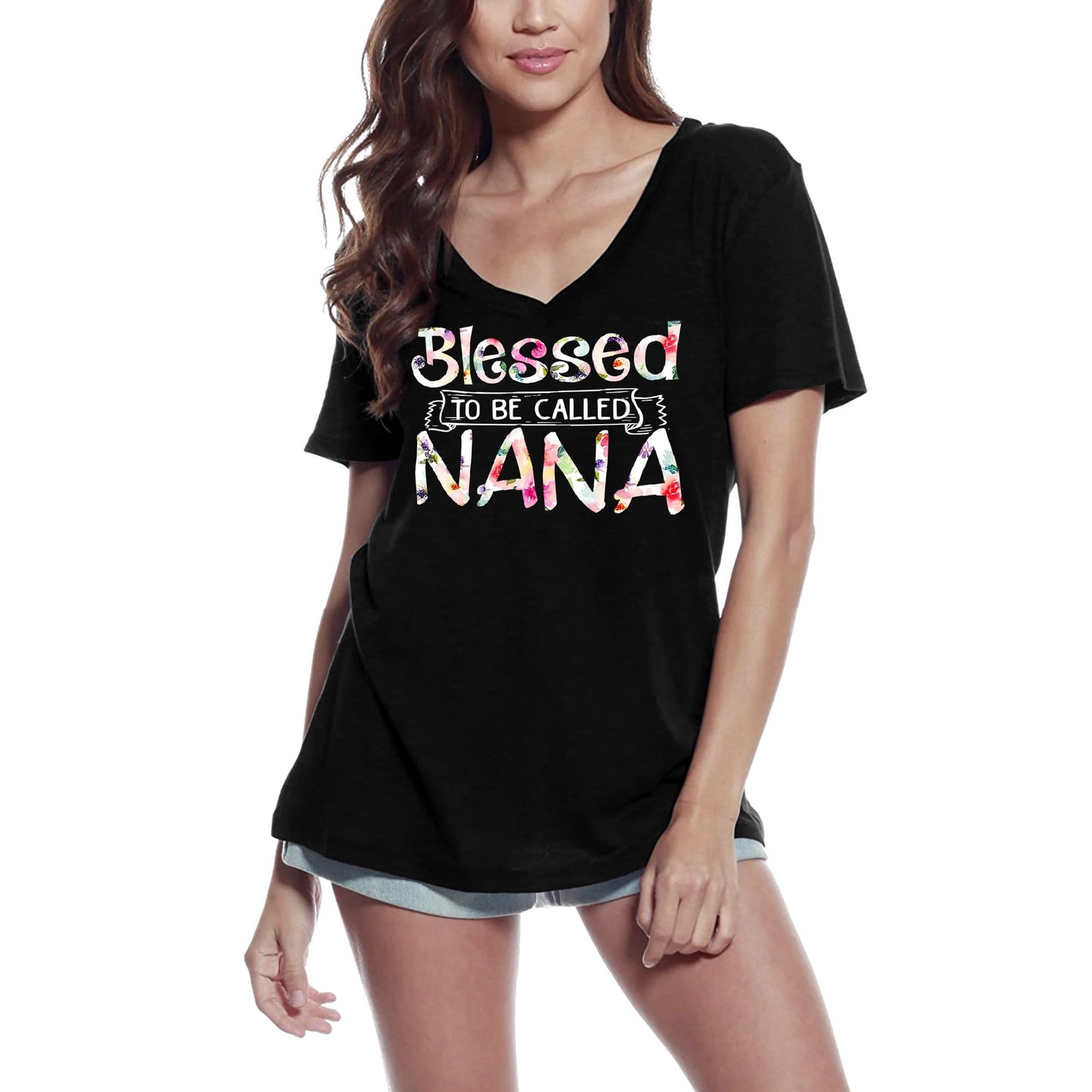 ULTRABASIC Women's V-Neck T-Shirt Blessed to be Called Nana Tee Shirt