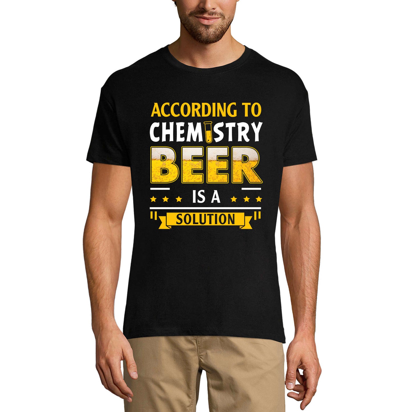 ULTRABASIC Men's T-Shirt According to Chemistry Beer is a Solution - Beer Lover Tee Shirt