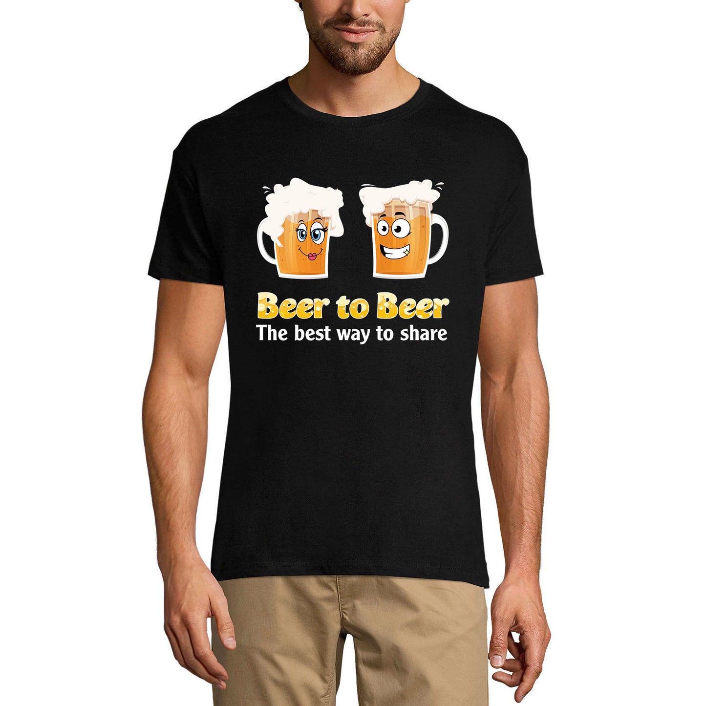 ULTRABASIC Men's T-Shirt Beer to Beer Best Way to Share - Funny Alcohol Lover Tee Shirt