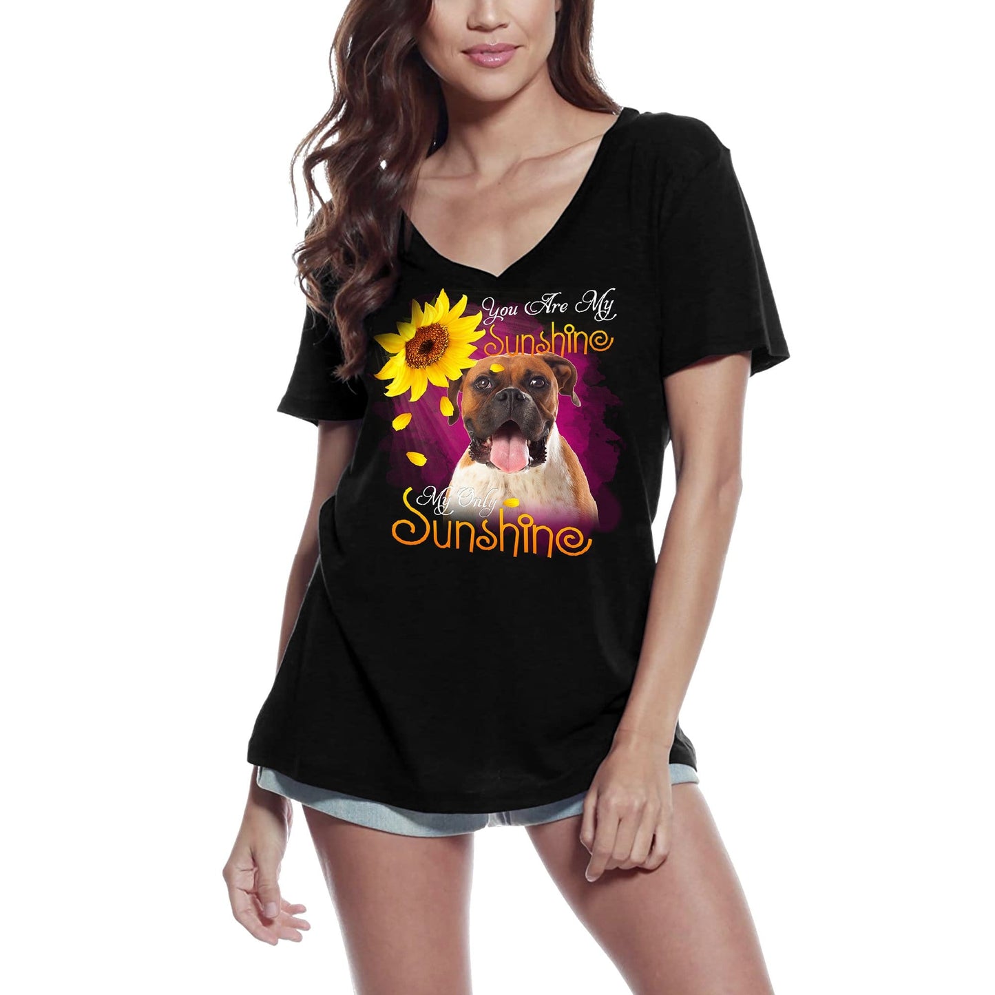 ULTRABASIC Women's V-Neck T-Shirt My Only Sunshine - Boxer - Vintage Shirt