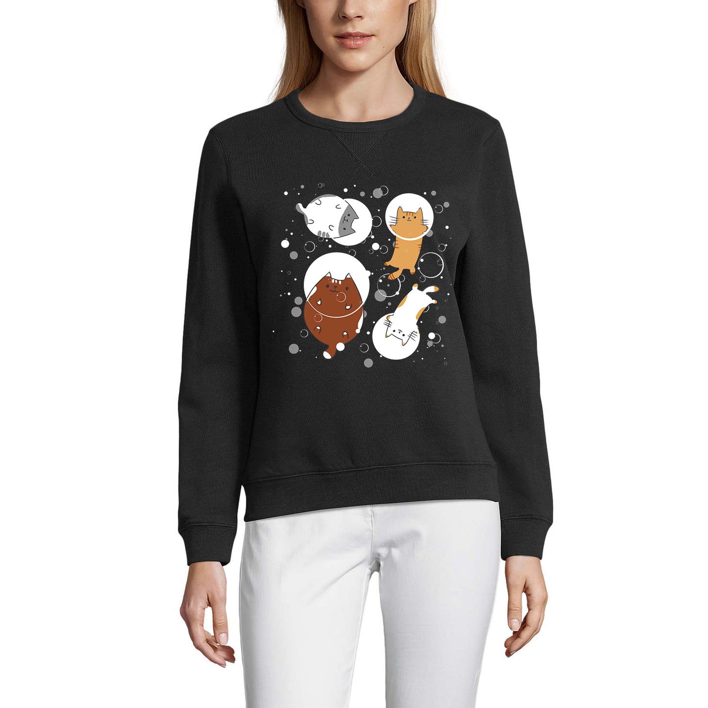 ULTRABASIC Women's Sweatshirt Flower Cat - Kitten Funny Sweater for Ladies