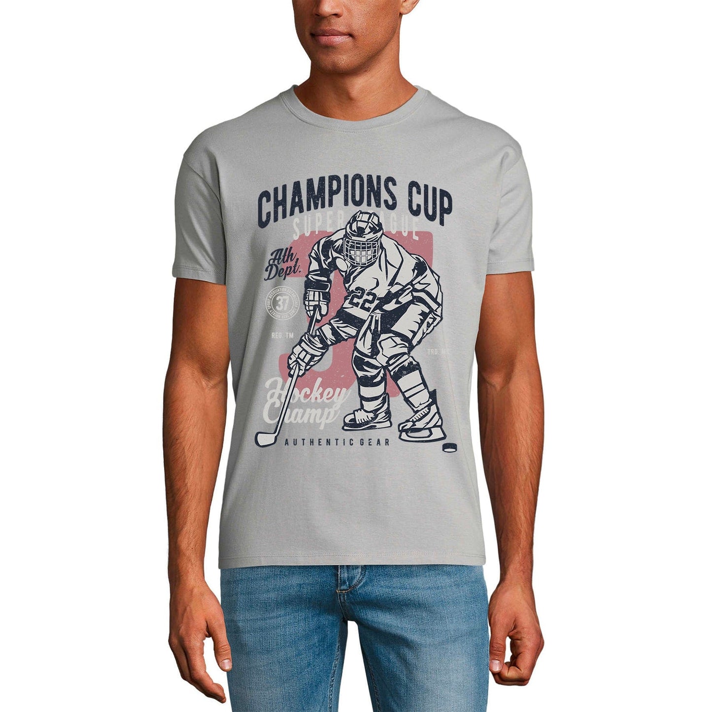 ULTRABASIC Men's Graphic T-Shirt Champions Cup Hockey Champ Tee Shirt