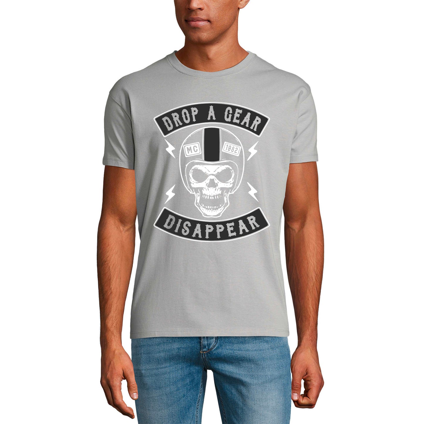 ULTRABASIC Men's T-Shirt Drop a Gear Disappear - Funny Biker Tee Shirt