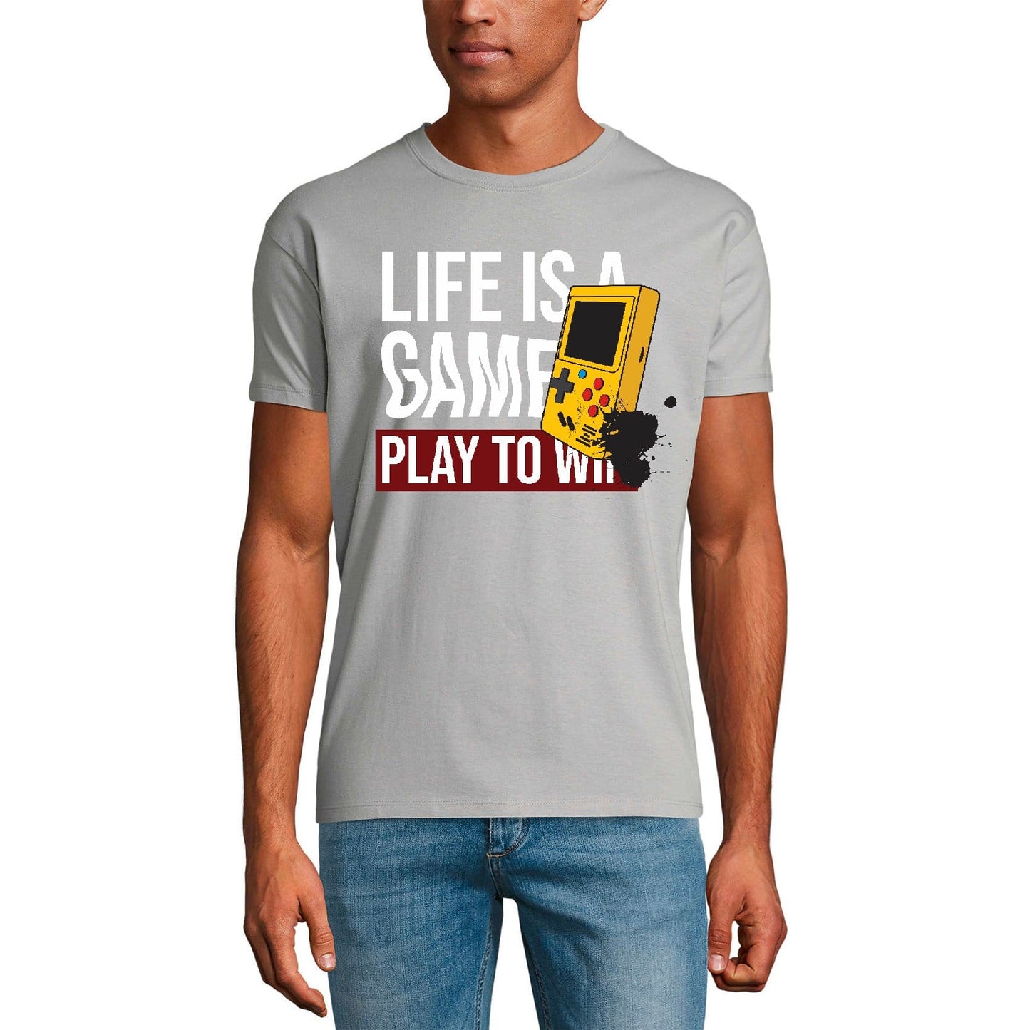 ULTRABASIC Men's Gaming T-Shirt Life is a Game Play to Win - Motivational Gamer Tee Shirt
