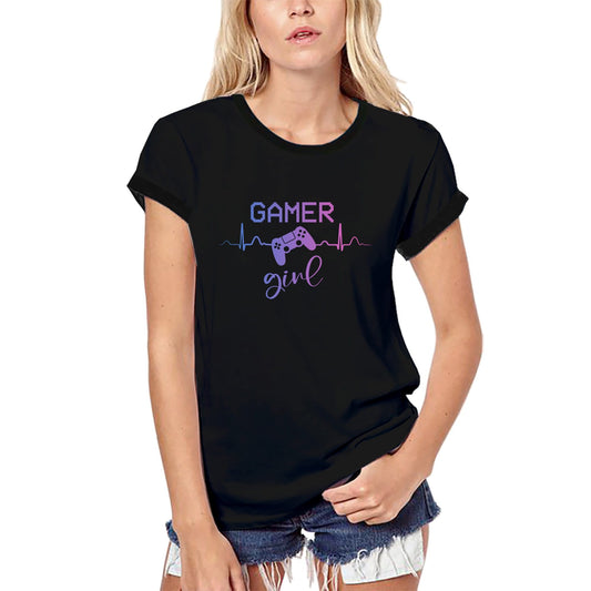 ULTRABASIC Women's Organic Gaming T-Shirt Gamer Heartbeat Girl - Video Games Joystick Funny Tee Shirt