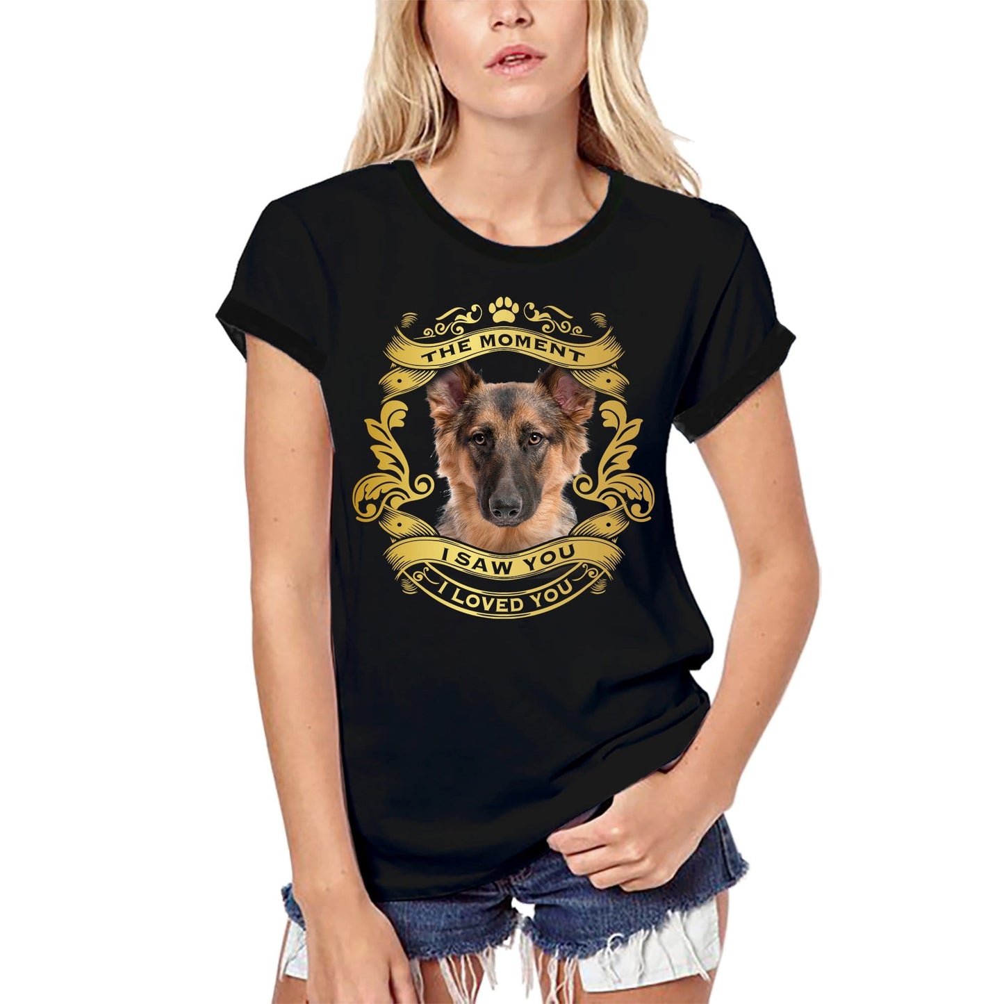 ULTRABASIC Women's Organic T-Shirt German Shepherd Dog - Moment I Saw You I Loved You Puppy Tee Shirt for Ladies