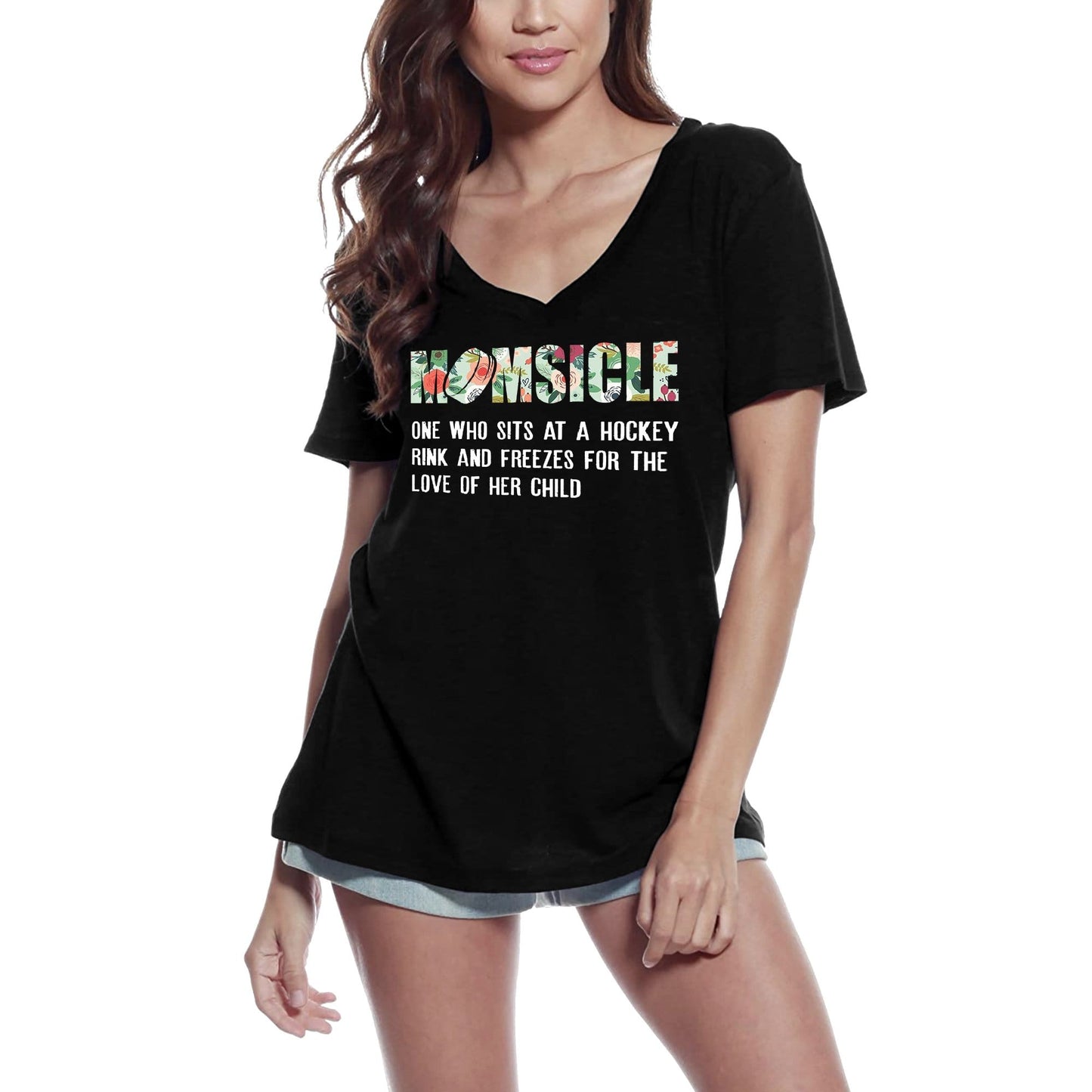 ULTRABASIC Women's T-Shirt Momsicle One Who Sits at a Hockey Rink - Hockey Mom Tee Shirt