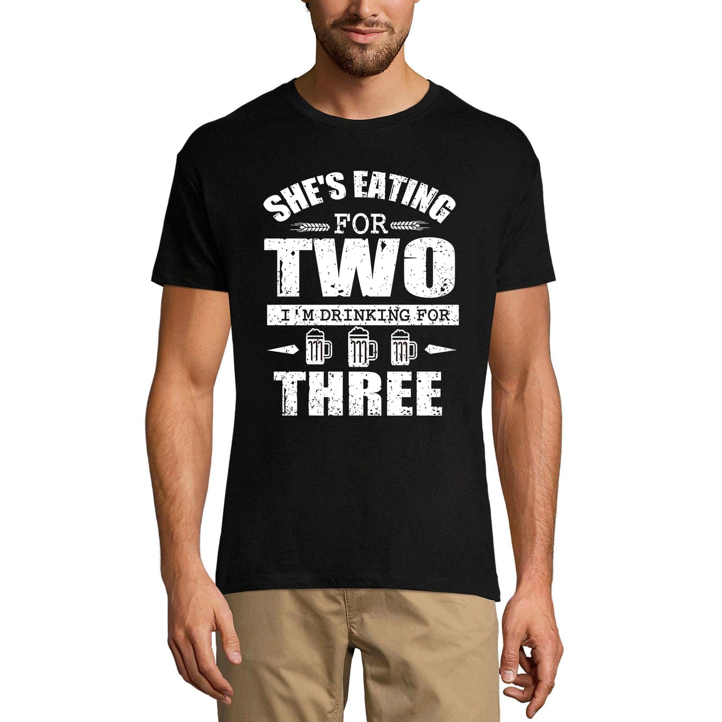 ULTRABASIC Men's T-Shirt She is Eating for Two I'm Drinking for Three - Funny Tee Shirt