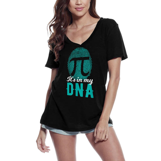 ULTRABASIC Women's V-Neck T-Shirt Pi It's In My DNA Fingerprint - Math Lovers Tee Shirt