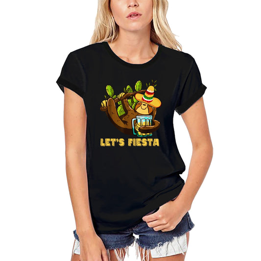 ULTRABASIC Women's Organic T-Shirt Let's Fiesta Sloth Bear with Beer - Sombrero Tee Shirt
