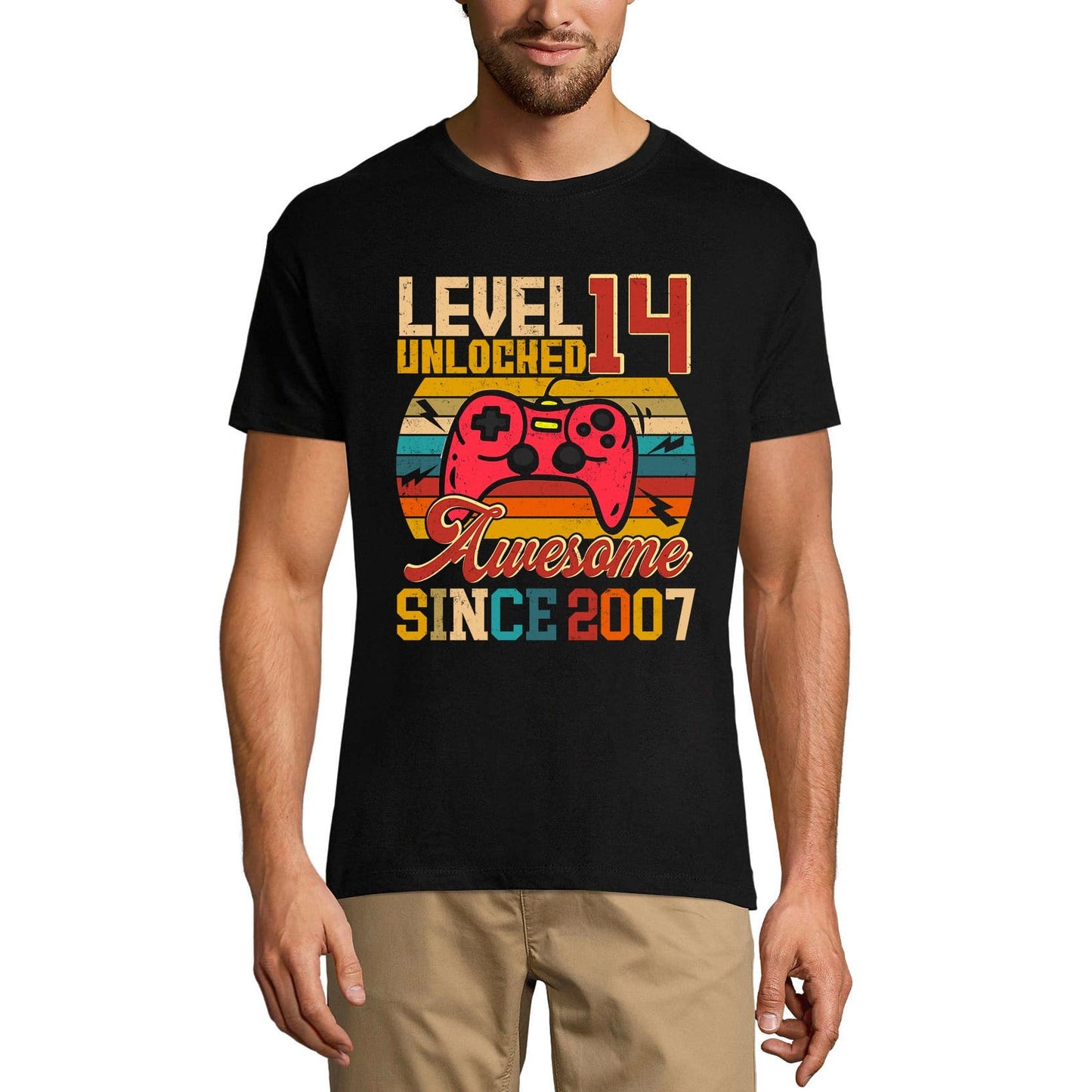 ULTRABASIC Men's Gaming T-Shirt Level 14 Unlocked - Gamer Gift Tee Shirt for 14th Birthday