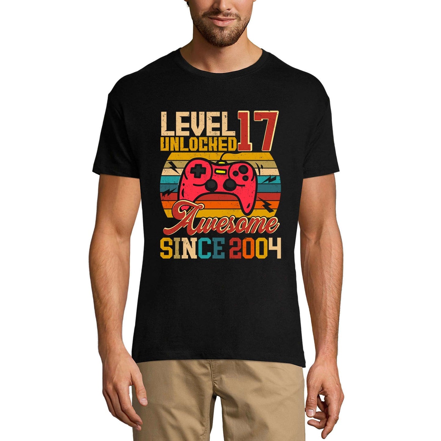 ULTRABASIC Men's Gaming T-Shirt Level 17 Unlocked - Gamer Gift Tee Shirt for 17th Birthday