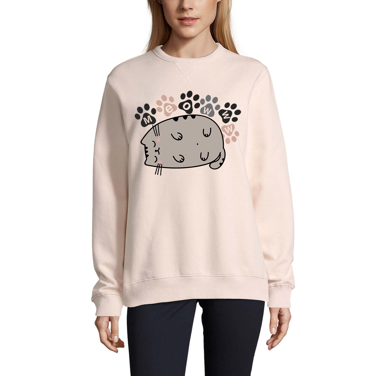ULTRABASIC Graphic Women's Sweatshirt Lazy Cat - Cat Paws - Cute Sully