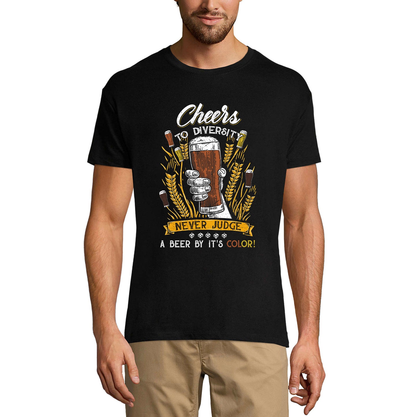 ULTRABASIC Men's T-Shirt Cheers to Diversity Never Judge Beer by It's Color - Beer Lover Tee Shirt