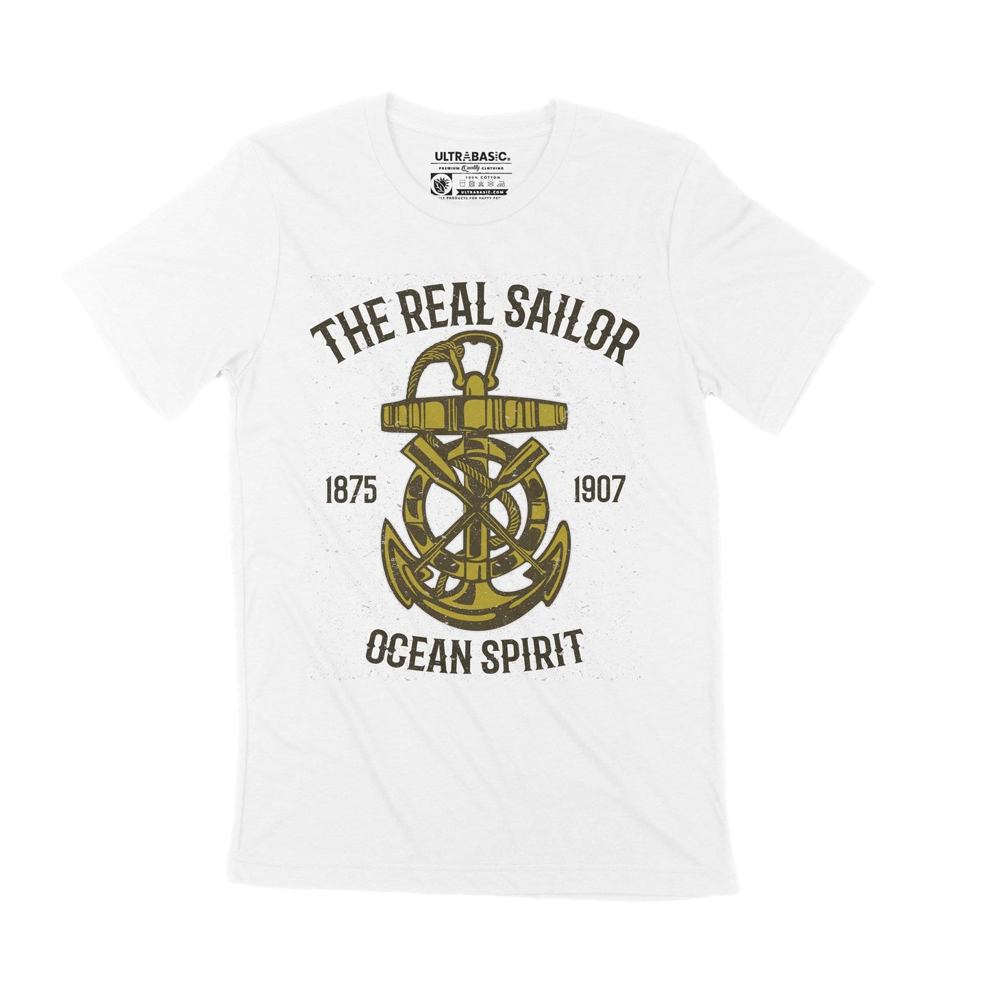 ULTRABASIC Men's Graphic T-Shirt The Real Sailor - Ocean Spirit Anchor Tee Shirt