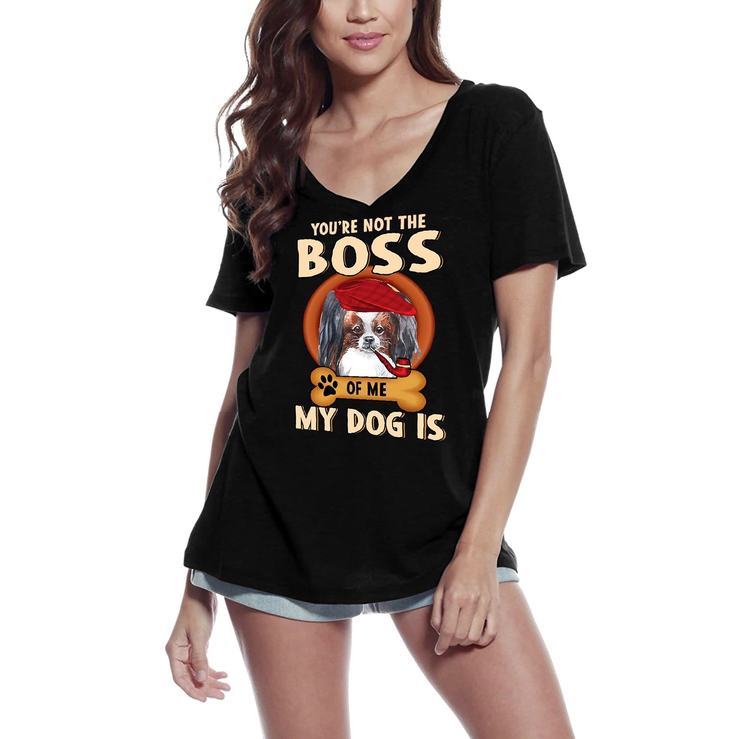 ULTRABASIC Women's T-Shirt Papillion Cute Dog Lover - Short Sleeve Tee Shirt Quote Tops
