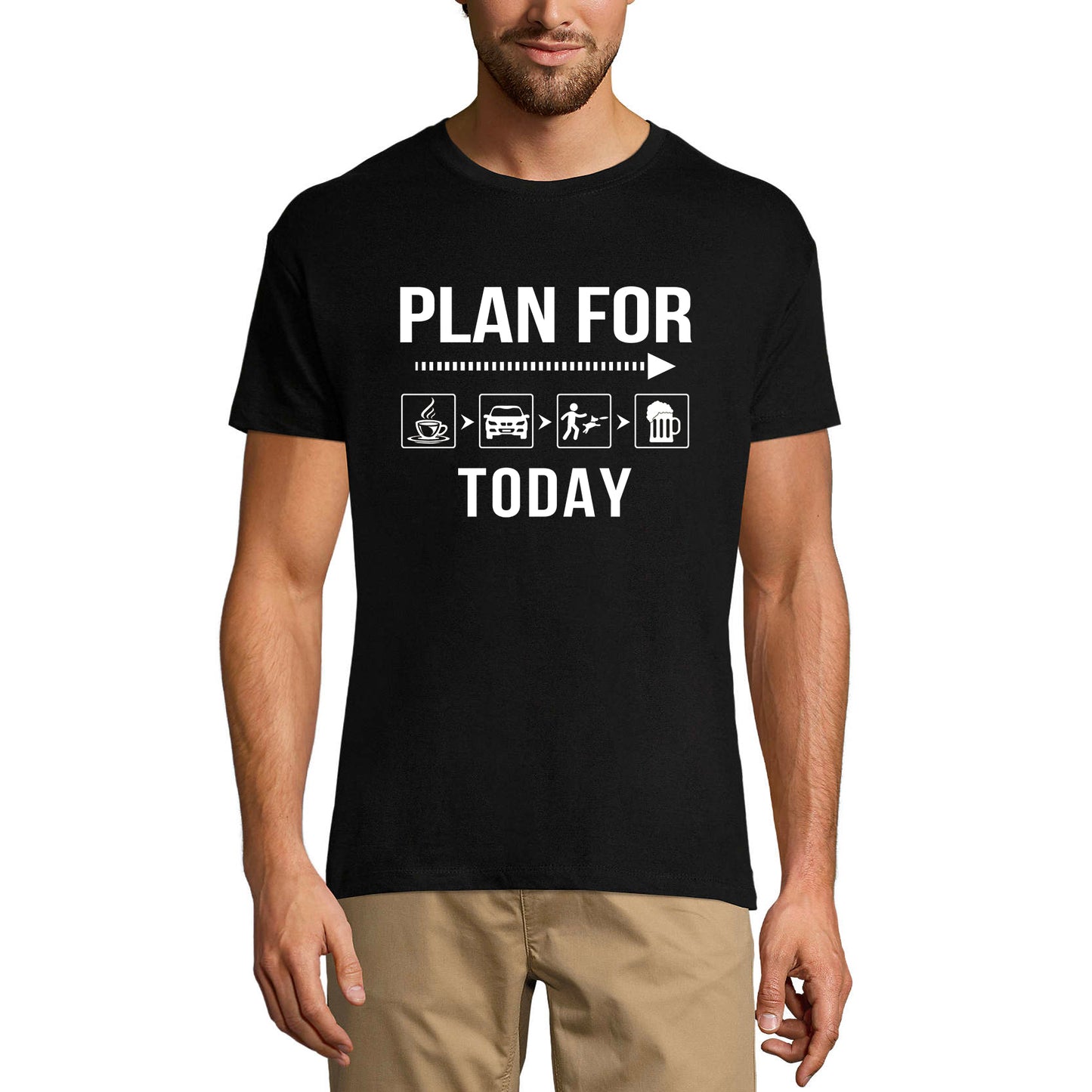ULTRABASIC Men's T-Shirt Plan For Today - Funny Dog Coffee Beer Lover Tee Shirt