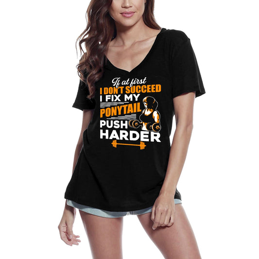 ULTRABASIC Women's Gym T-Shirt Push Harder - Motivational Fitness Funny Shirt