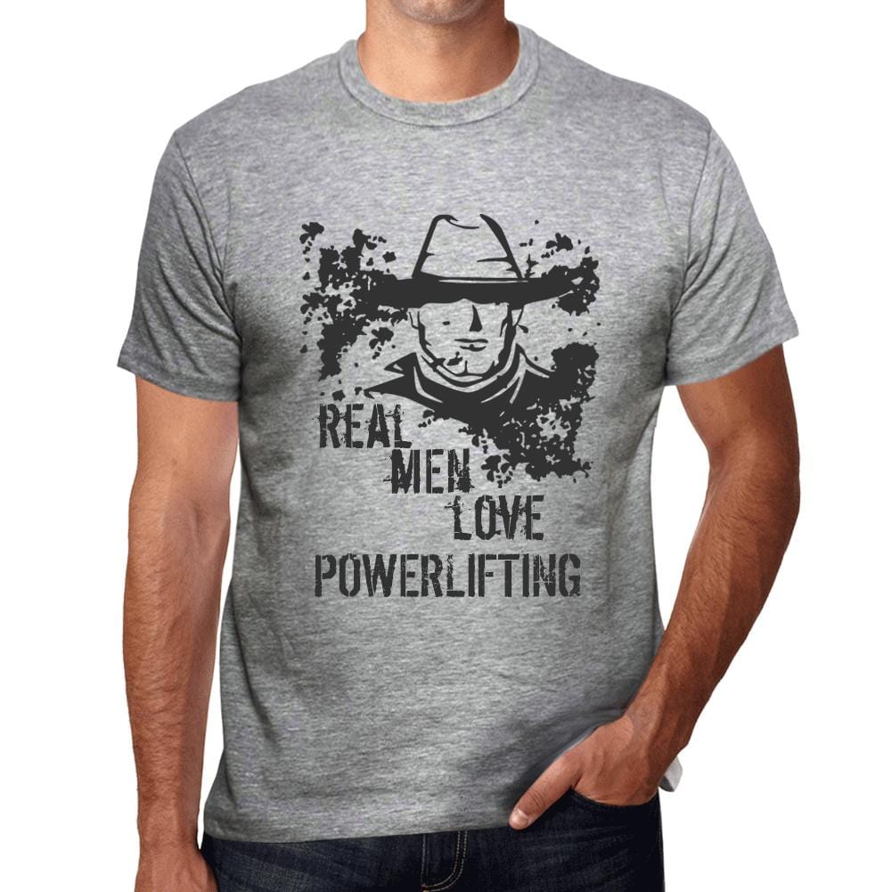 Powerlifting, Real Men Love Powerlifting Men's T shirt Grey Birthday Gift Round Neck 00540