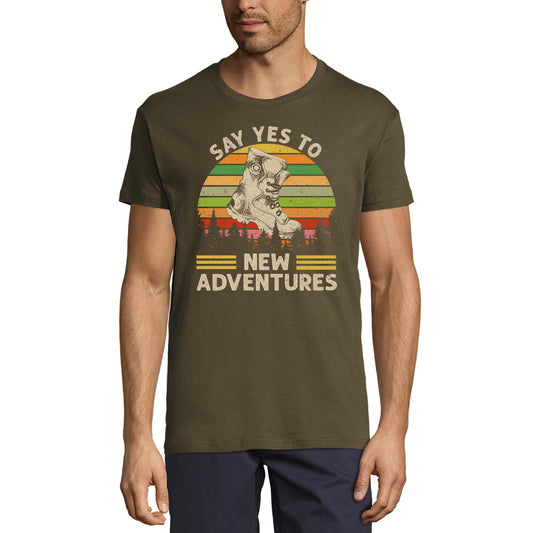 ULTRABASIC Men's Novelty T-Shirt Say Yes to New Adventures - Retro Mountain Hiker Tee Shirt