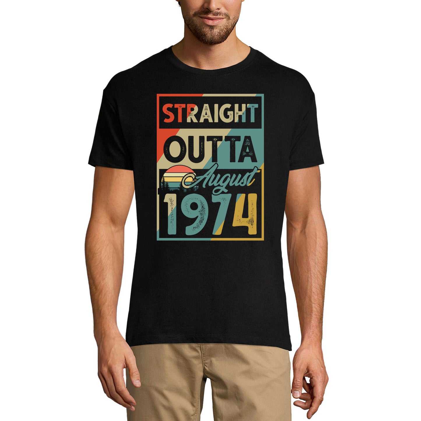 ULTRABASIC Men's T-Shirt Straight Outta August 1974 - Vintage 47th Birthday Gift Tee Shirt