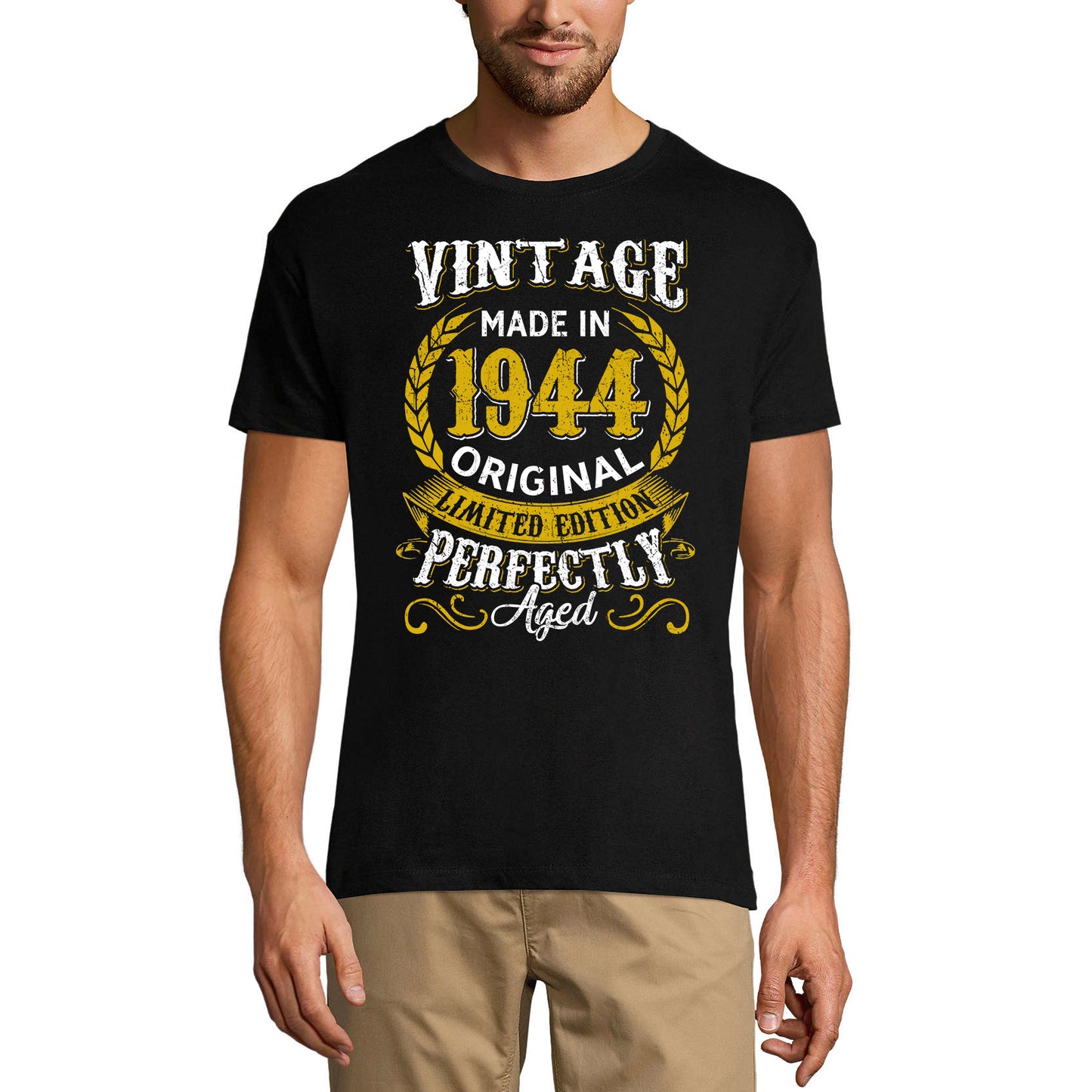 ULTRABASIC Men's T-Shirt Vintage Made in 1944 Perfectly Aged - 77th Birthday Gift Tee Shirt