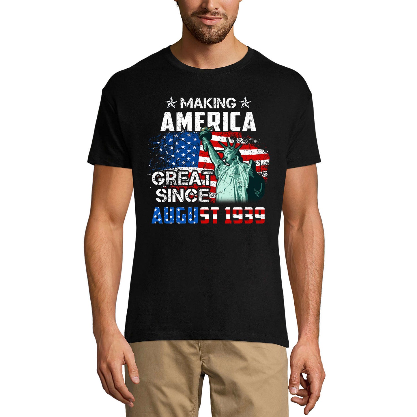 ULTRABASIC Men's T-Shirt Making America Great Since August 1939 - US Flag 82nd Birthday Gift Tee Shirt