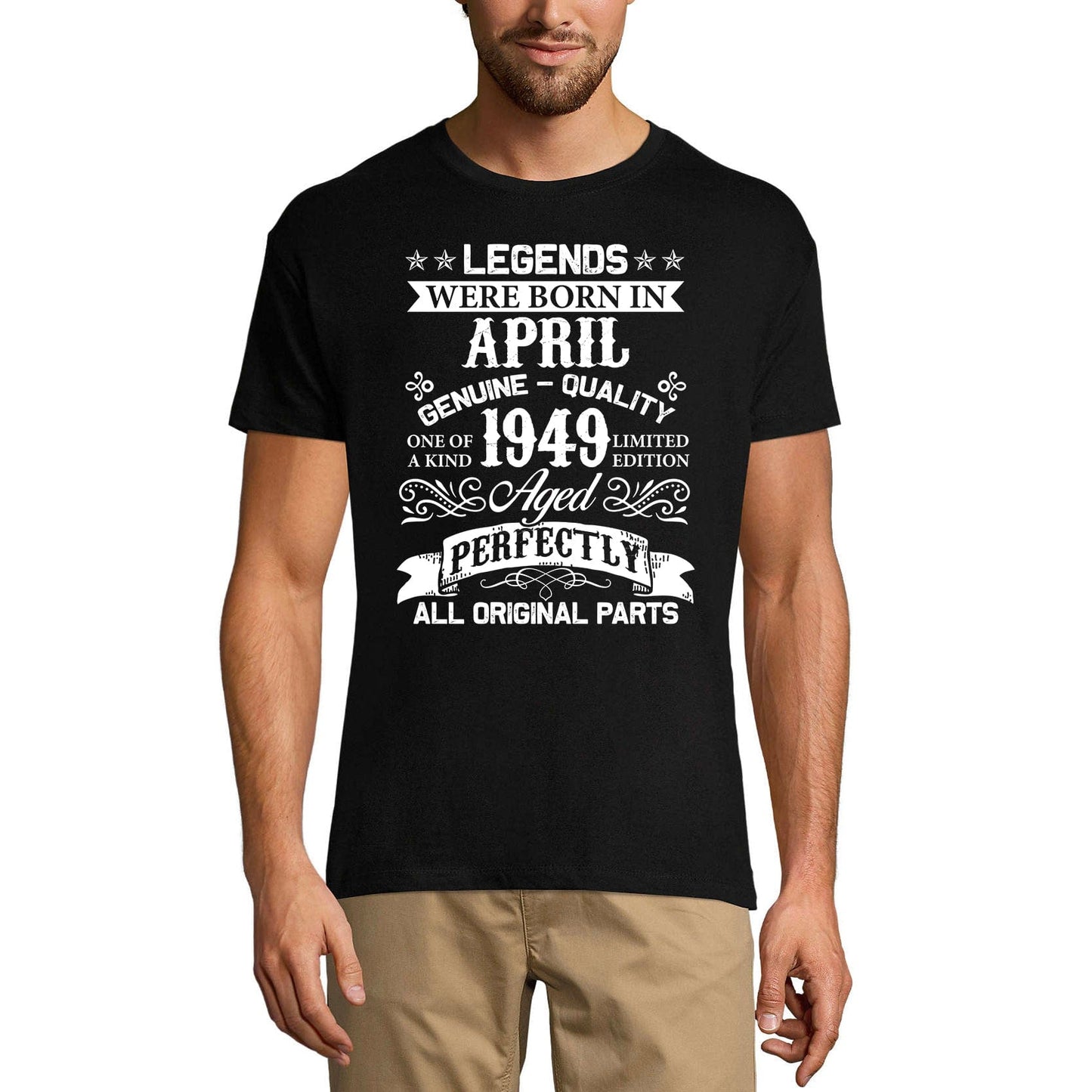ULTRABASIC Men's Vintage T-Shirt Legends were Born in April 1949 Aged Perfectly - 72nd Birthday Gift Tee Shirt