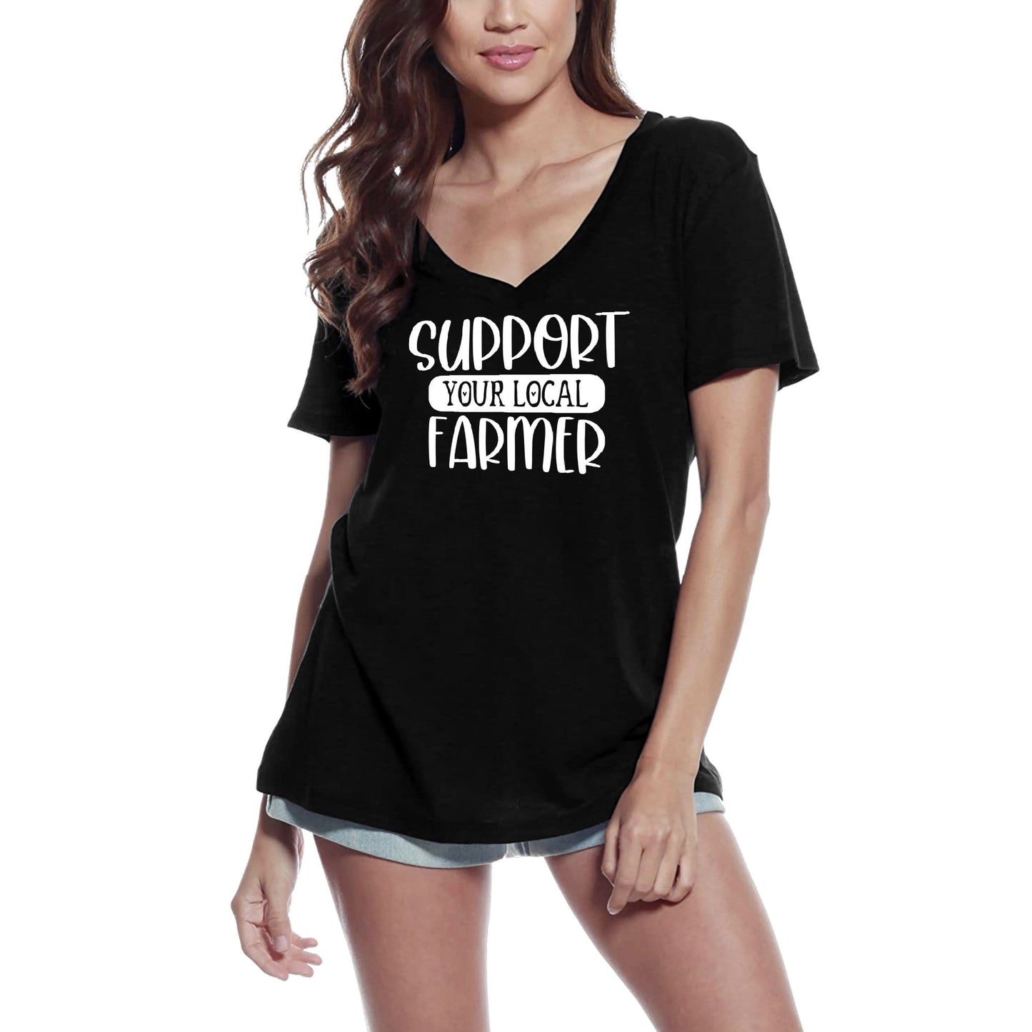 ULTRABASIC Women's T-Shirt Support Your Local Farmer - Funny Short Sleeve Tee Shirt