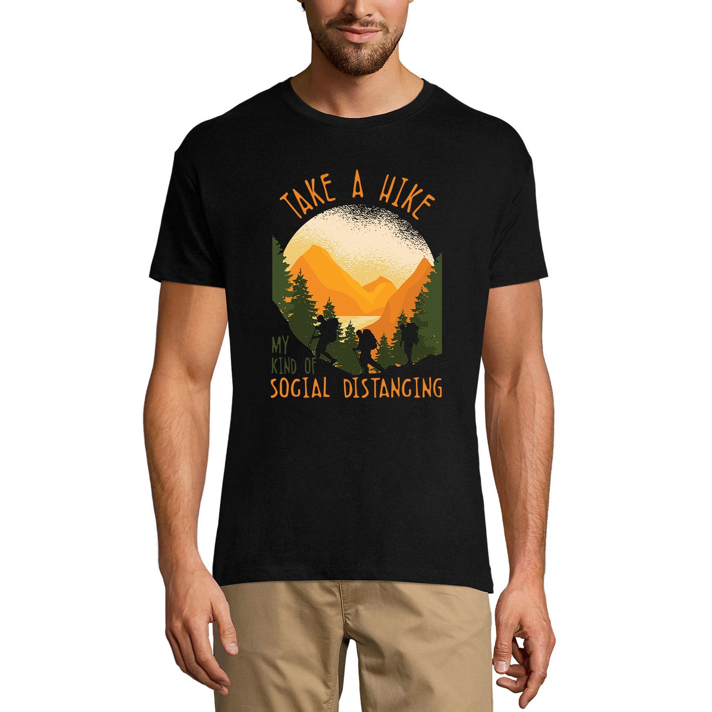 ULTRABASIC Men's T-Shirt Take a Hike My Kind of Social Distancing - Mountain Hiker Tee Shirt