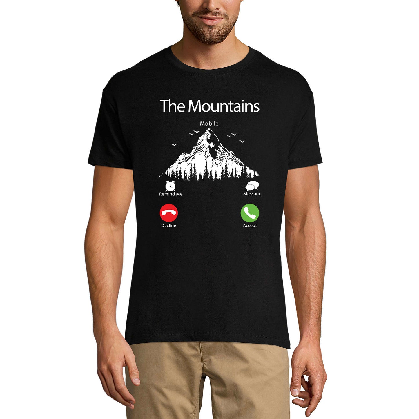 ULTRABASIC Men's T-Shirt The Mountains Mobile - Mountain Hiker Tee Shirt
