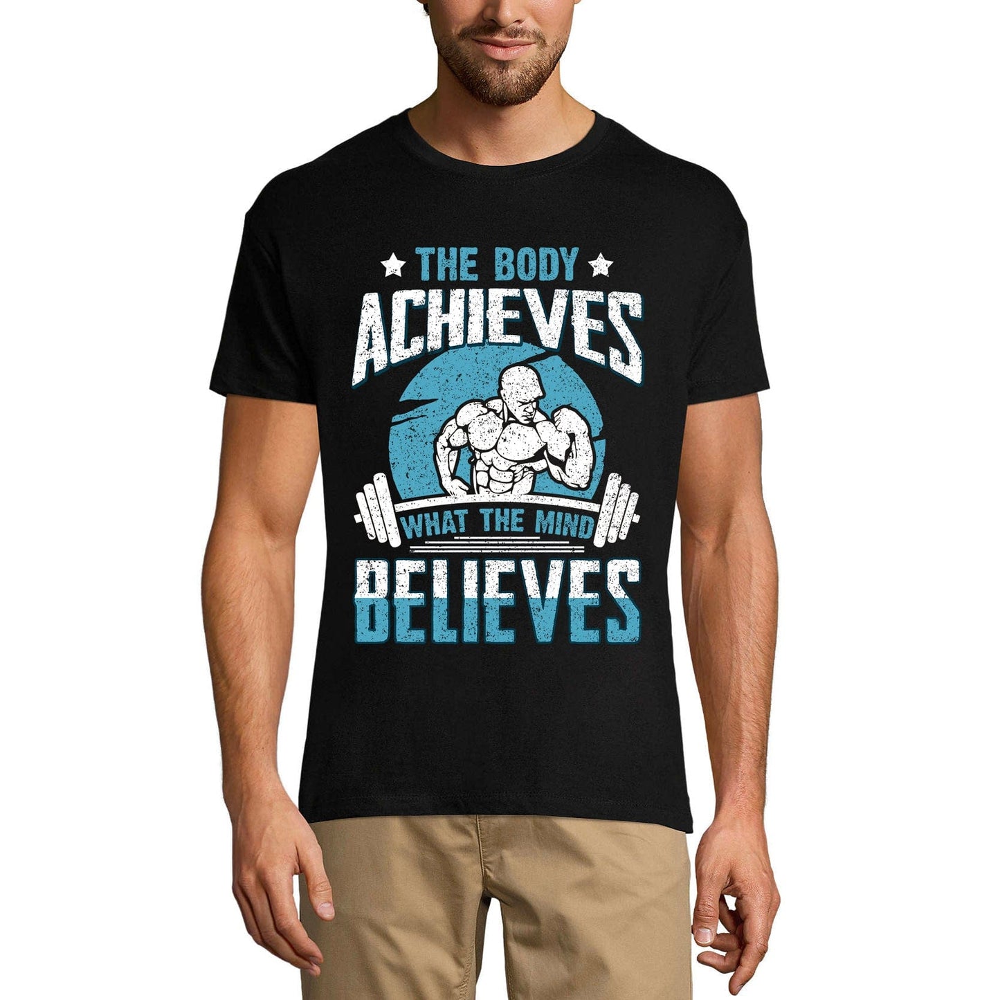ULTRABASIC Men's Gym T-Shirt Body Achives What the Mind Believes Motivational Shirt