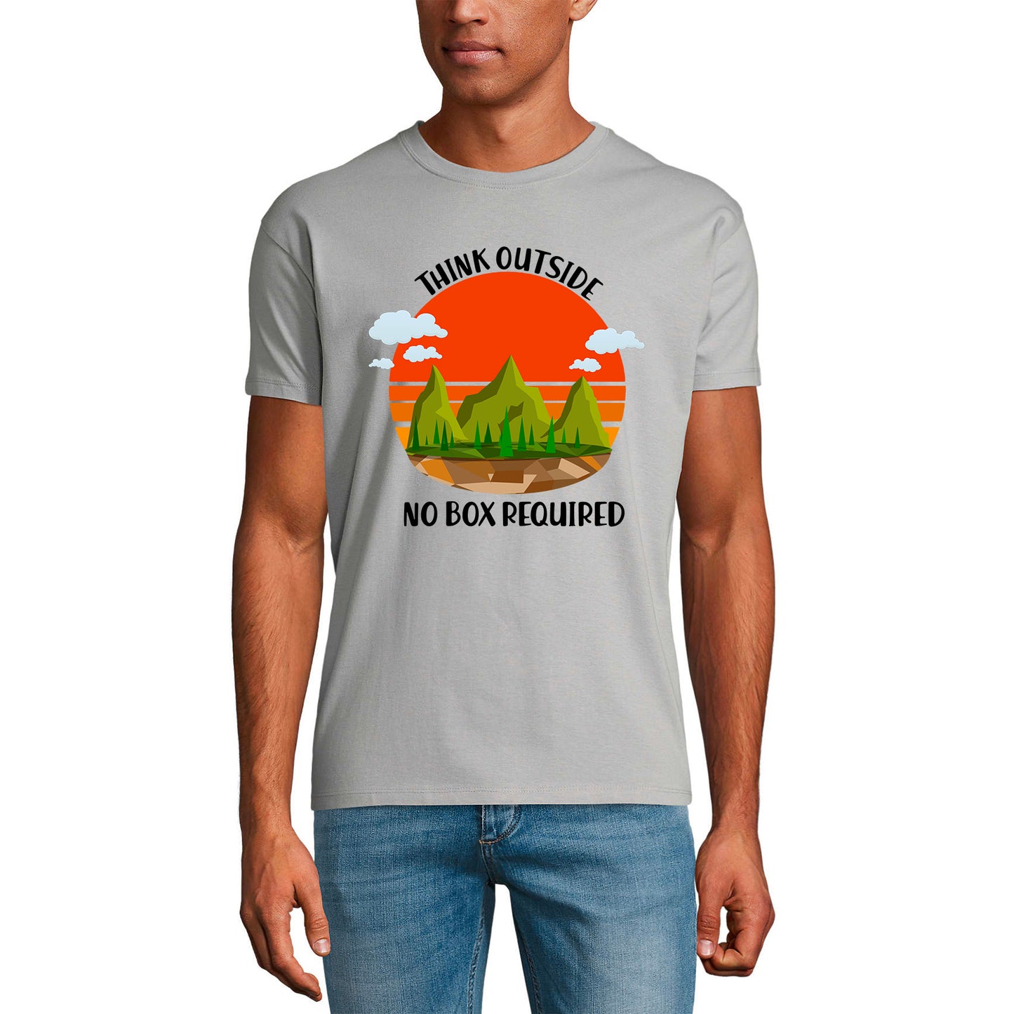 ULTRABASIC Men's T-Shirt Think Outside No Box Required - Mountain Hiker Tee Shirt