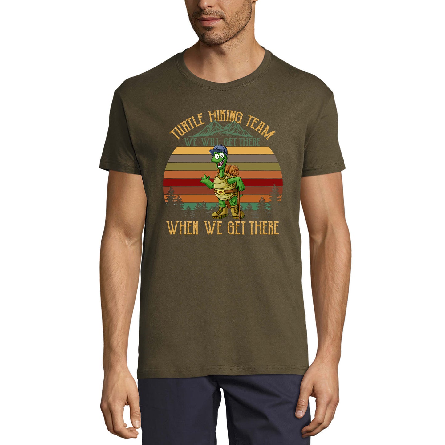 ULTRABASIC Men's T-Shirt Turtle Hiking Team - Mountain Hiker Tee Shirt