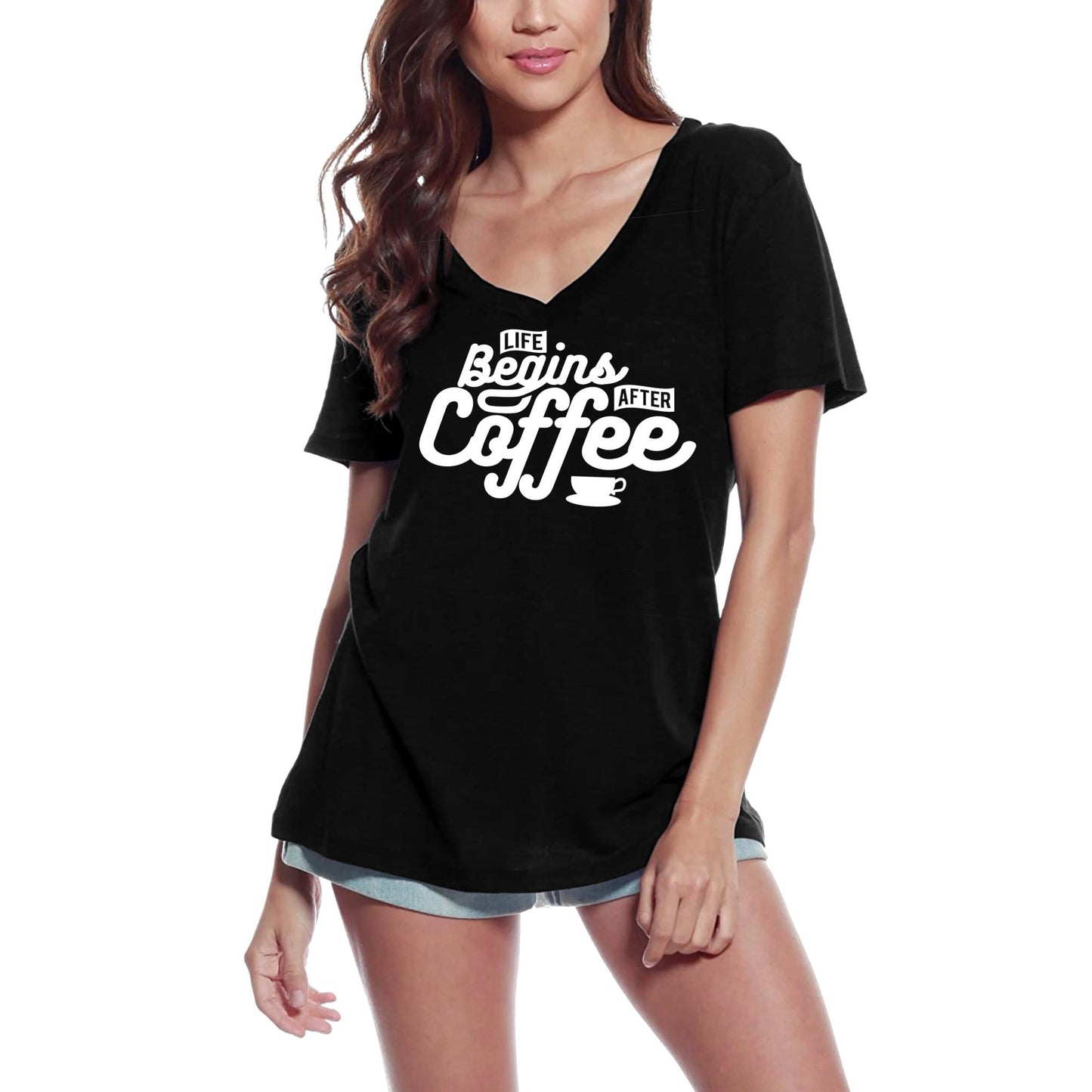 ULTRABASIC Women's T-Shirt Life Begins After Coffe - Funny Slogan Graphic Tee