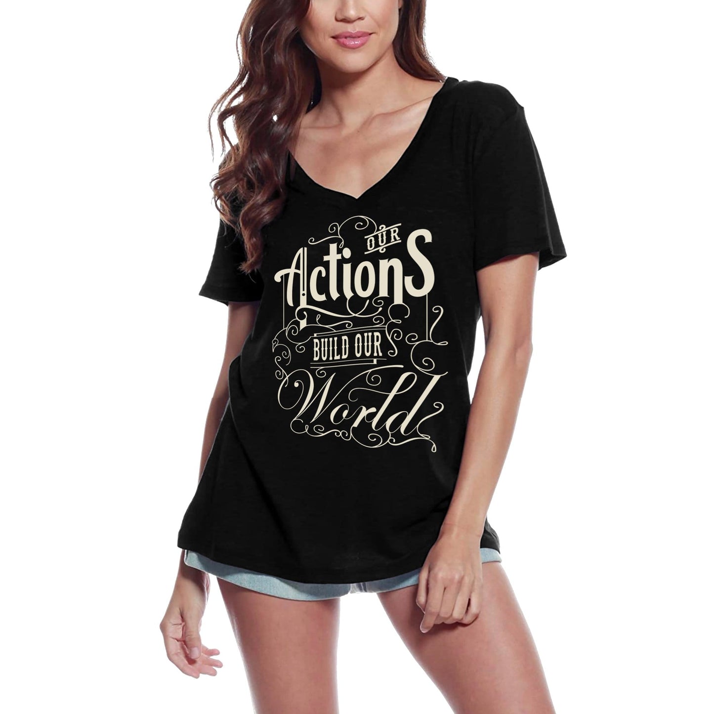 ULTRABASIC Women's T-Shirt Our Action Build Our World - Motivational Slogan Tee