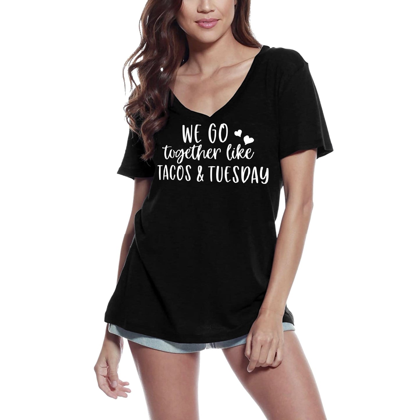 ULTRABASIC Women's T-Shirt We Go Together Like Tacos and Tuesday - Funny Short Sleeve Tee Shirt Tops