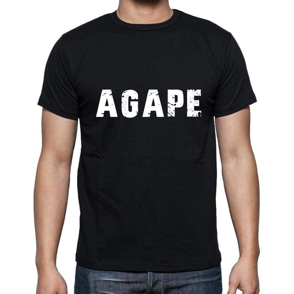 Agape Mens Short Sleeve Round Neck T-Shirt 5 Letters Black Word 00006 - Casual