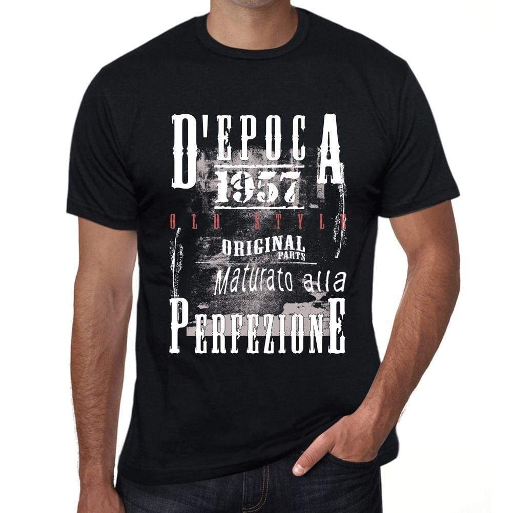 Aged To Perfection Italian 1957 Black Mens Short Sleeve Round Neck T-Shirt Gift T-Shirt 00355 - Black / Xs - Casual