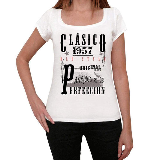 Aged To Perfection, Spanish, 1957, White, Women's Short Sleeve Round Neck T-shirt, gift t-shirt 00360 - Ultrabasic