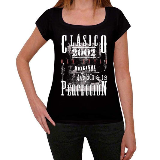 Aged To Perfection, Spanish, 2002, Black, Women's Short Sleeve Round Neck T-shirt, gift t-shirt 00358 - Ultrabasic