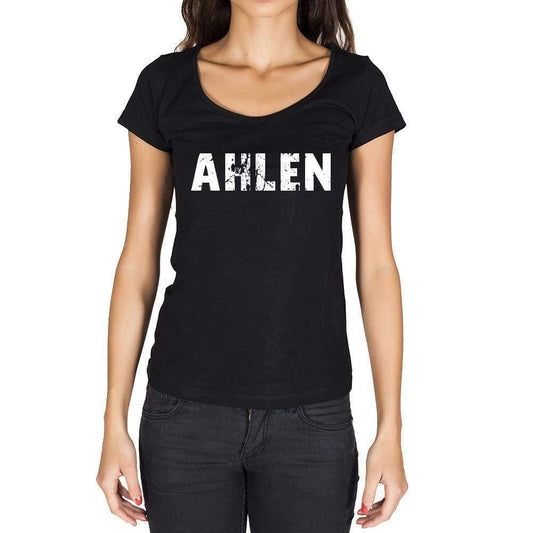 Ahlen German Cities Black Womens Short Sleeve Round Neck T-Shirt 00002 - Casual
