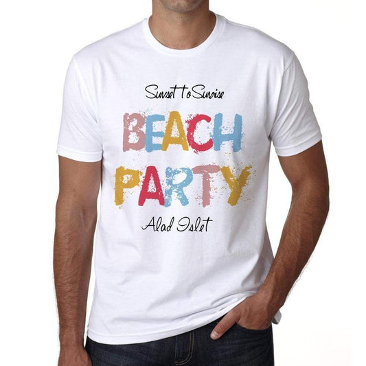 Alad Islet Beach Party White Mens Short Sleeve Round Neck T-Shirt 00279 - White / S - Casual